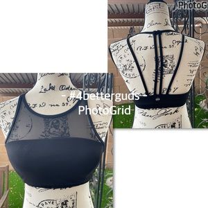 Lululemon Sports Bra Mesh High Neck Front Strappy Back Black Size 6